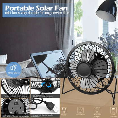 Portable Solar Mini Ventilator Fan USB Powered Waterproof Fan For Greenhouse Dog Chicken House  Out 3
