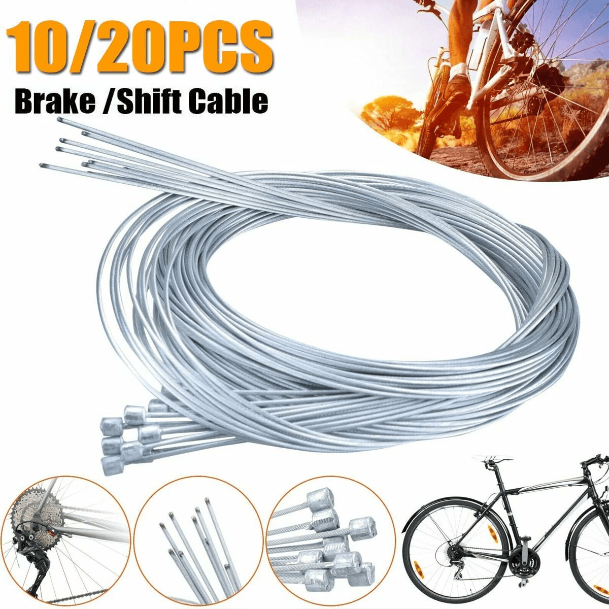 Bicycle Stainless Steel Inner Cable Wire, Shift & Brake Derailleur Gear Replacement