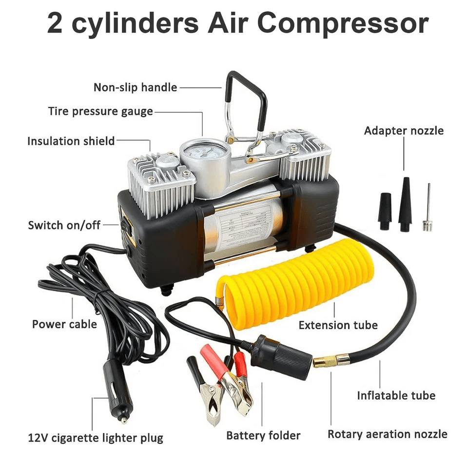 Heavy Duty Portable Air Compressor Car Tire Inflator Electric Auto Pump For Fast Tire Inflation  Em 12
