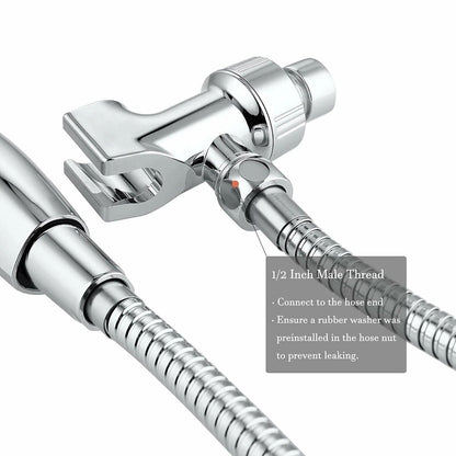 Universal Shower Head Holder  Adjustable Arm Mounted Bracket With ScrewOn Design Silver Finish 1
