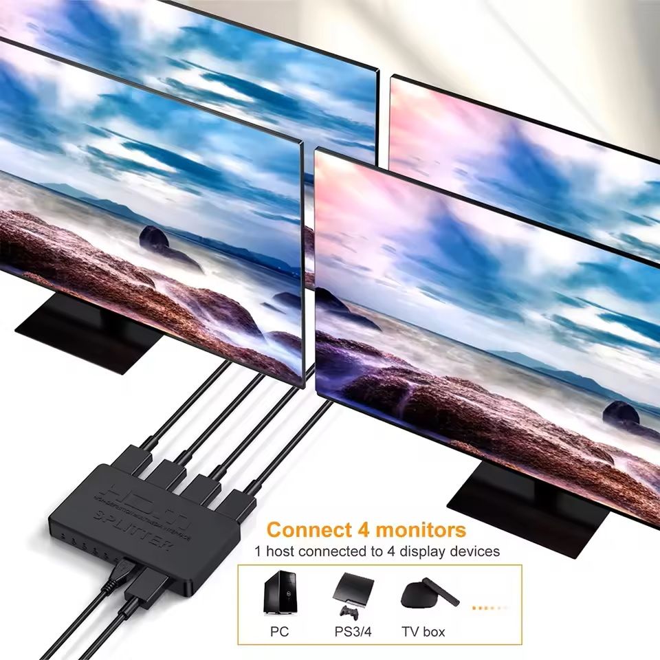 1In 4Out 4K HDMI Splitter With Audio Sync For TV Monitor Laptop And Game Console 5