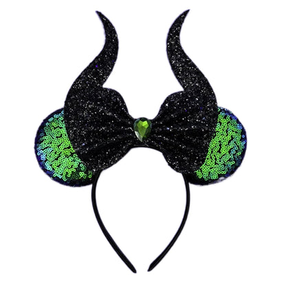 New Style Mickey Minnie Ear Headband Sequin Bows for Girls, Adults & Kids – Halloween Party Cosplay Hair Accessories