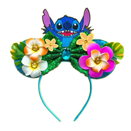 New Style Mickey Minnie Ear Headband Sequin Bows for Girls, Adults & Kids – Halloween Party Cosplay Hair Accessories