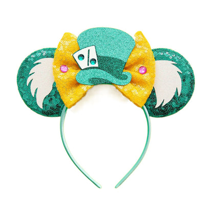 New Style Mickey Minnie Ear Headband Sequin Bows for Girls, Adults & Kids – Halloween Party Cosplay Hair Accessories