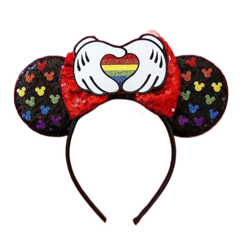 New Style Mickey Minnie Ear Headband Sequin Bows for Girls, Adults & Kids – Halloween Party Cosplay Hair Accessories
