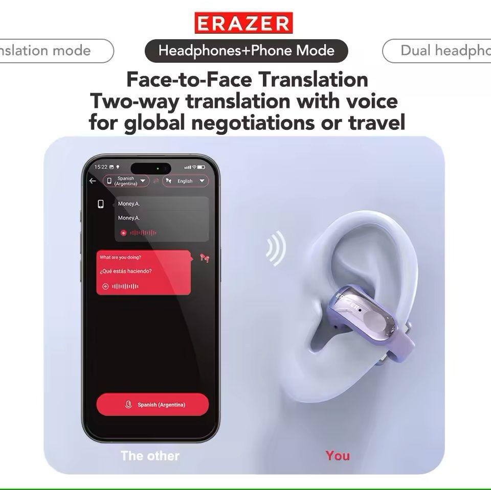 OpenEar Bluetooth Translation Earbuds With App Support  Wireless Office  Travel Headset 2