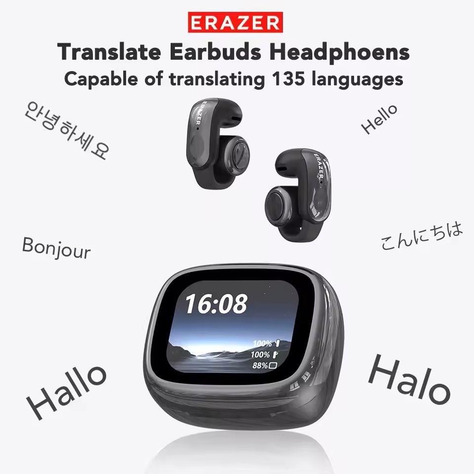 Open-Ear Bluetooth Translation Earbuds with App Support – Wireless Office & Travel Headset