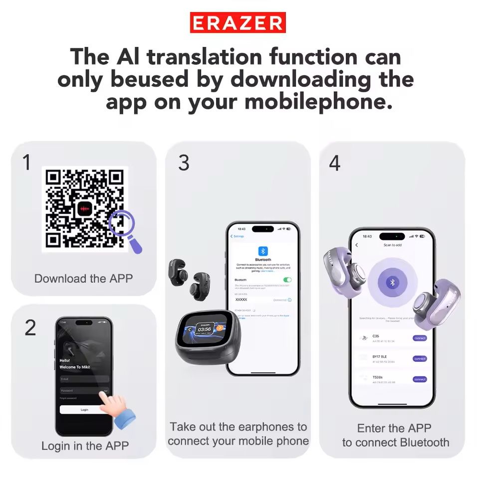 OpenEar Bluetooth Translation Earbuds With App Support  Wireless Office  Travel Headset 6