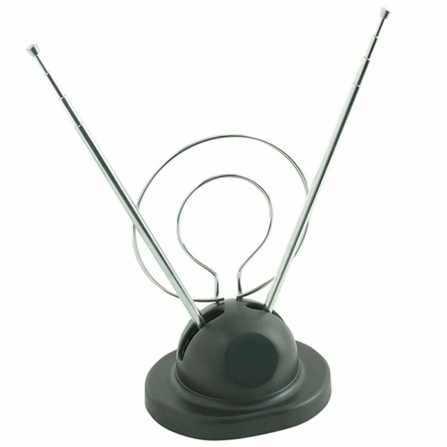 Universal Indoor Rabbit Ear TV Antenna, HDTV Ready VHF/UHF Reception with Dual Loop Coaxial