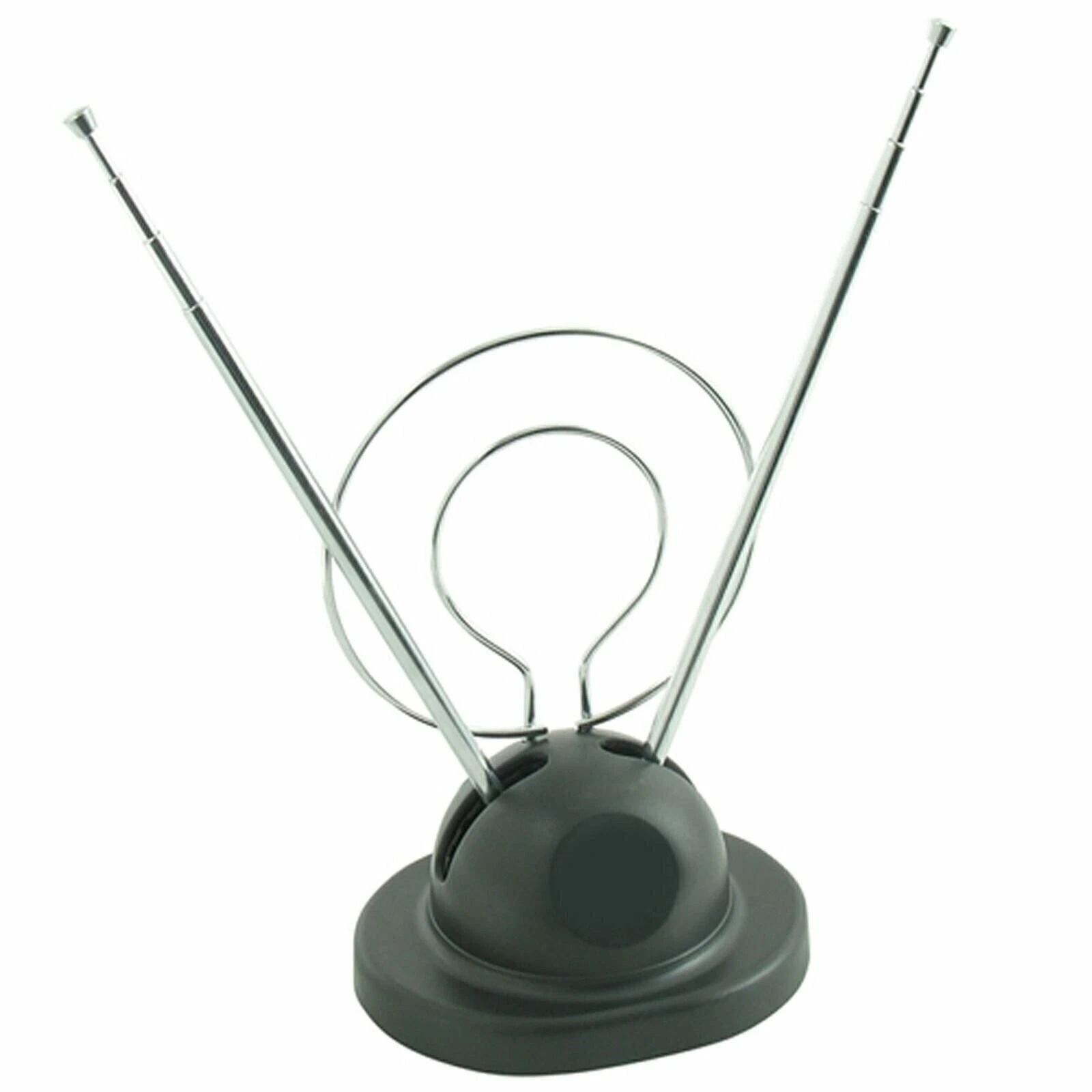 Universal Indoor Rabbit Ear TV Antenna, HDTV Ready VHF/UHF Reception with Dual Loop Coaxial