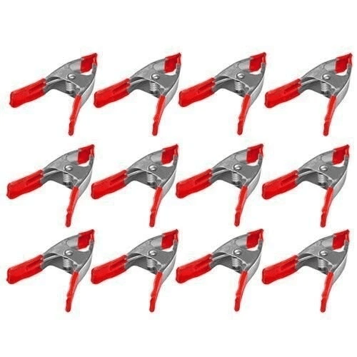 Metal Spring Clamps w/ Rubber Tips, Large Steel Clips, Jaw Opening