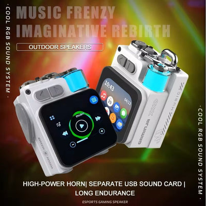 LED Display Wireless Mechanical Speaker With RGB Subwoofer  Alarm Clock 7