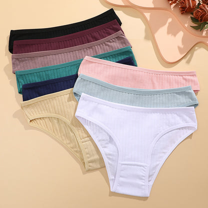Womens Cotton Underwear 6 Piece Set Sexy  Comfortable Briefs Soft Stretch Lingerie In Striped  Soli 1
