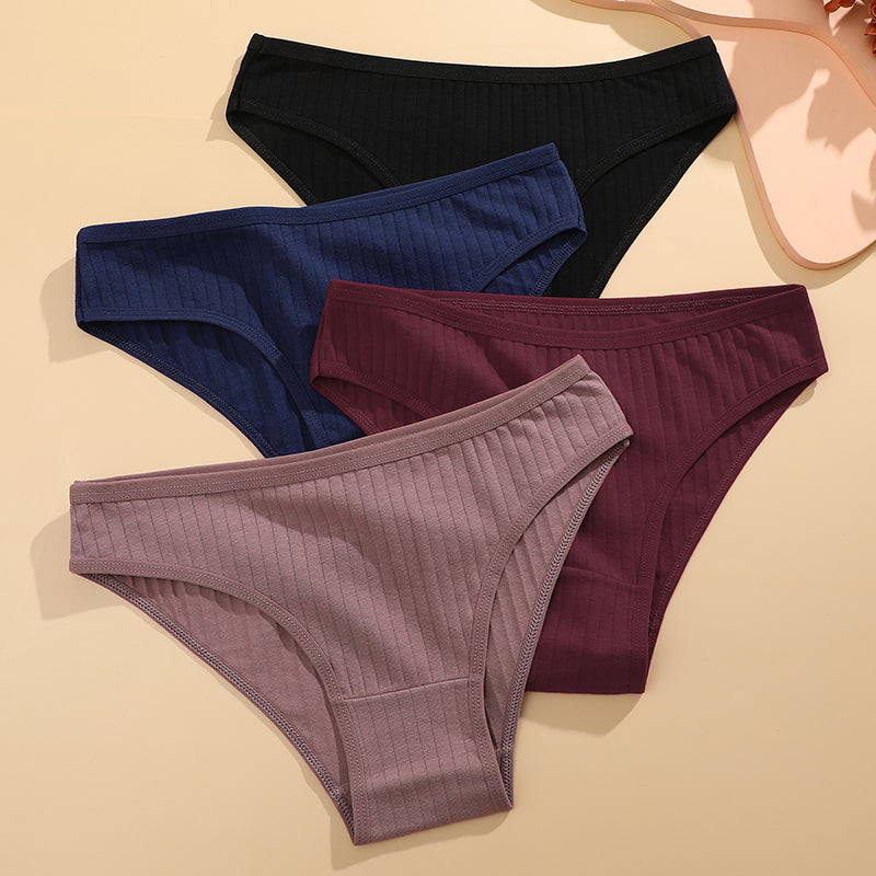 Womens Cotton Underwear 6 Piece Set Sexy  Comfortable Briefs Soft Stretch Lingerie In Striped  Soli 2