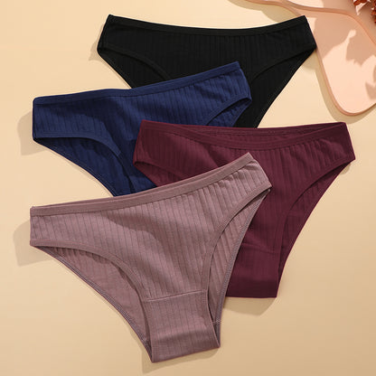 Womens Cotton Underwear 6 Piece Set Sexy  Comfortable Briefs Soft Stretch Lingerie In Striped  Soli 2