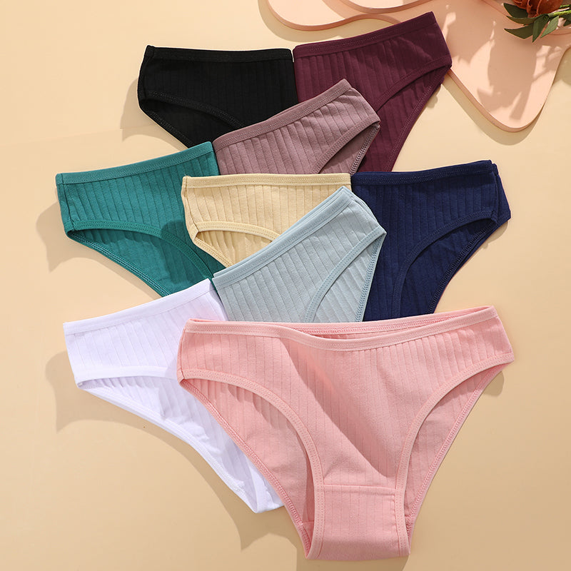 Womens Cotton Underwear 6 Piece Set Sexy  Comfortable Briefs Soft Stretch Lingerie In Striped  Soli 3