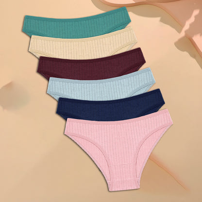Womens Cotton Underwear 6 Piece Set Sexy  Comfortable Briefs Soft Stretch Lingerie In Striped  Soli 8