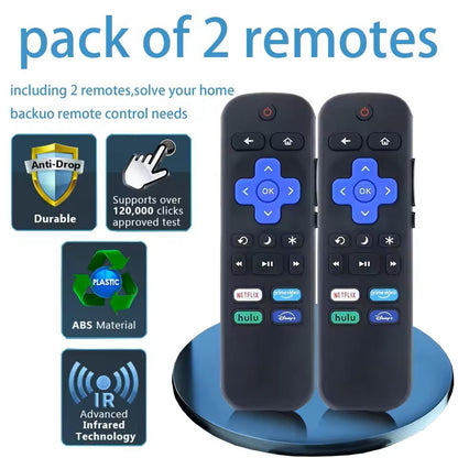 2 Pack Universal Remote Replacement for Roku-Compatible Smart TVs
