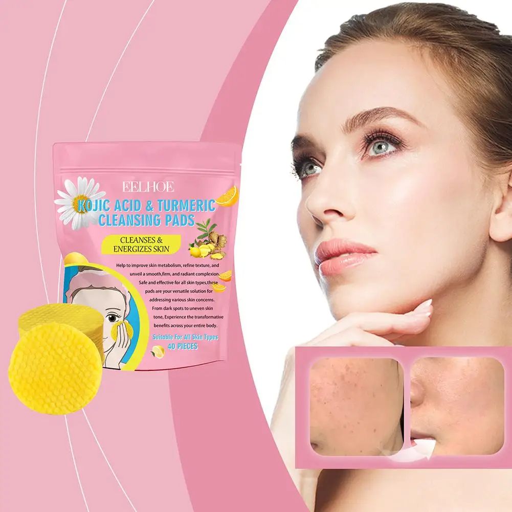 Turmeric Kojic Acid Cleansing Pads Exfoliating Pads For Glowing Skin Brightening Facial Sponges Wit 4