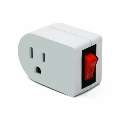 2-Pack 3-Prong Grounded AC Power Wall Tap - Single Outlet with ON/OFF Switch