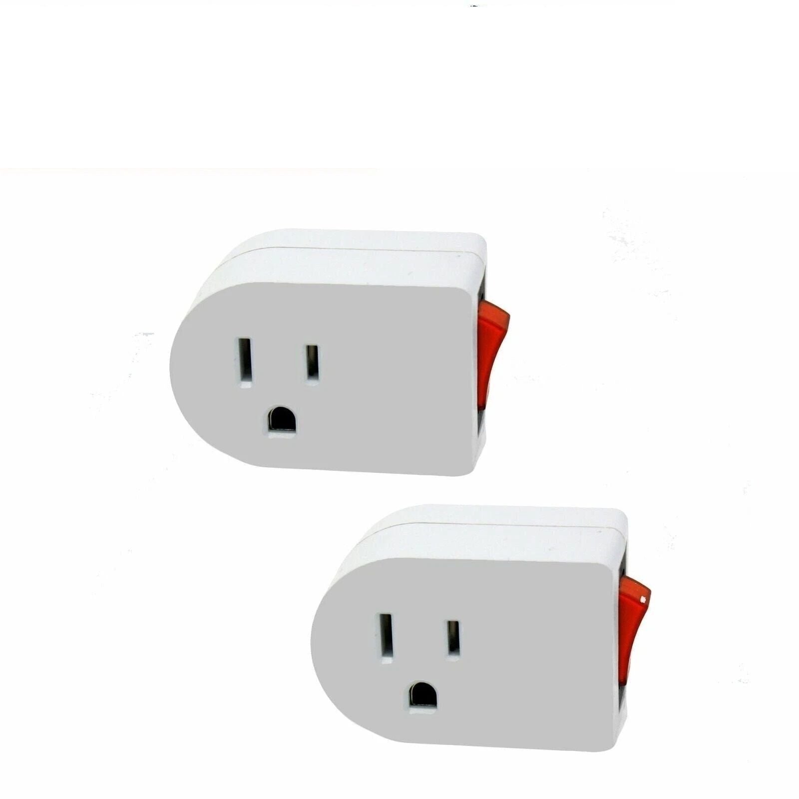 2Pack 3Prong Grounded AC Power Wall Tap  Single Outlet With ONOFF Switch 1