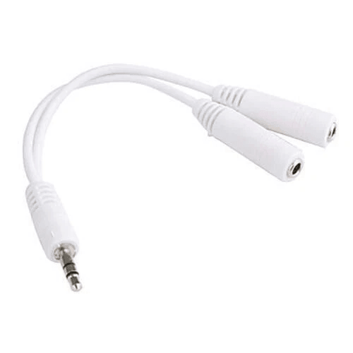 Male to Female Gold Plated Audio Y Splitter Headphone Cable White, Stereo Jack Adapter for Dual Headphones & Speakers