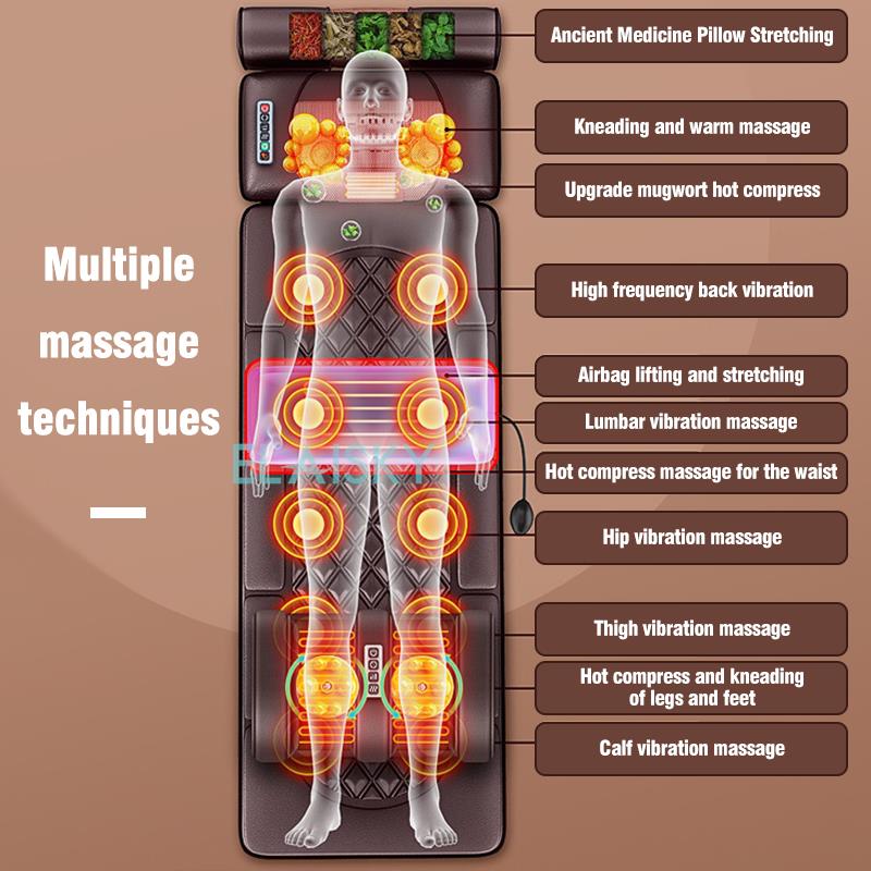 Electric Massage Mattress Vibrating Heating Infrared Massager Cushion For Neck Back  Foot Full Body 4
