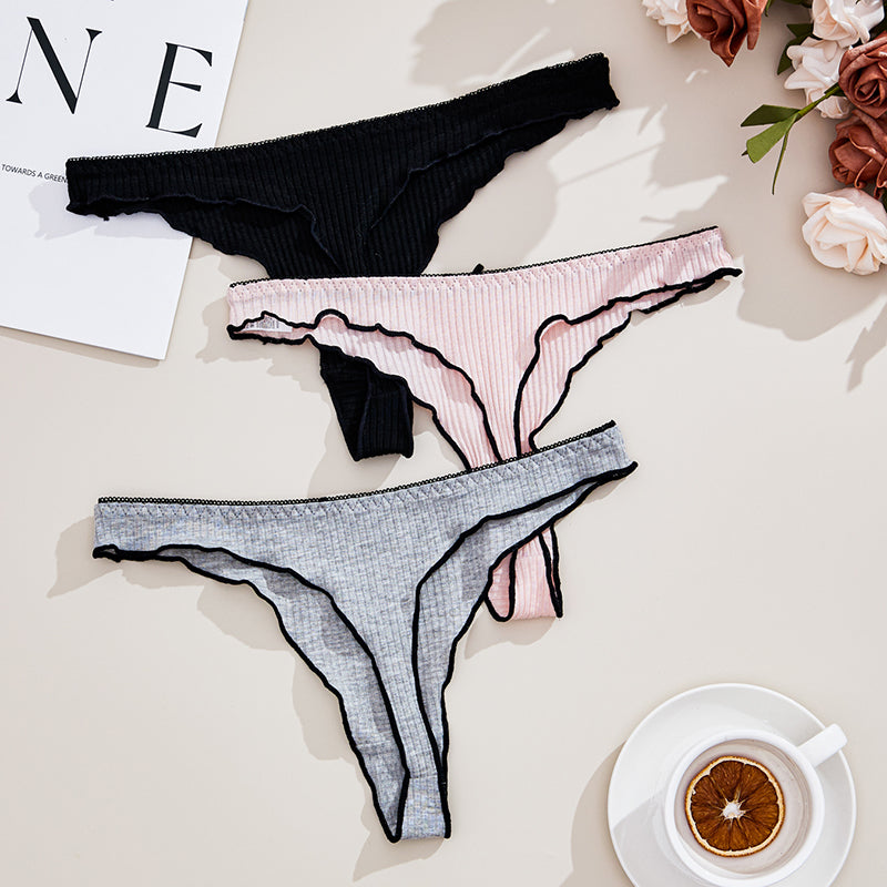 3Pcs Women Thong Panties LowRise Cotton Lingerie Sexy  Comfortable Tangas For Everyday Wear 1