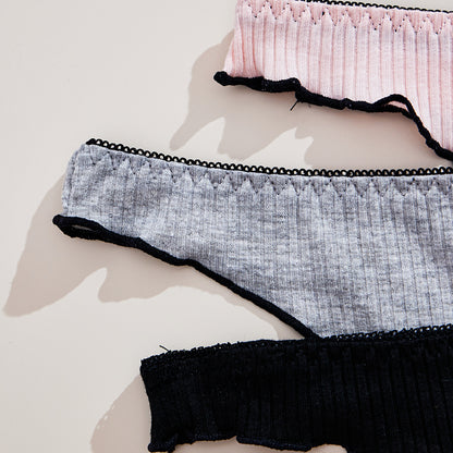 3Pcs Women Thong Panties LowRise Cotton Lingerie Sexy  Comfortable Tangas For Everyday Wear 2