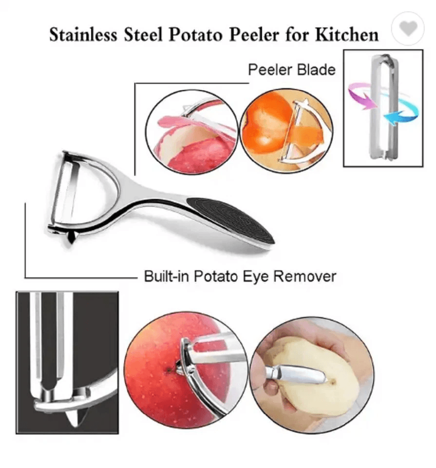 Stainless Steel Vegetable  Fruit Peeler Non Slip Handle Potato Peeler Dual Edge High Carbon Blade S 4
