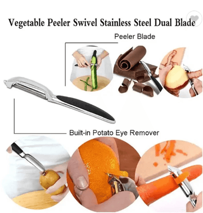 Stainless Steel Vegetable  Fruit Peeler Non Slip Handle Potato Peeler Dual Edge High Carbon Blade S 2