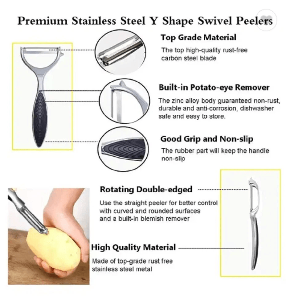 Stainless Steel Vegetable  Fruit Peeler Non Slip Handle Potato Peeler Dual Edge High Carbon Blade S 1