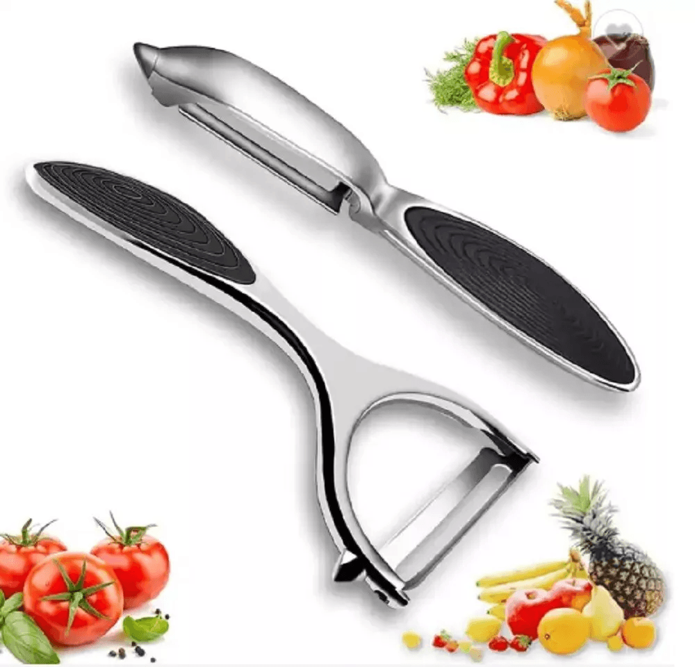 Stainless Steel Vegetable & Fruit Peeler, Non Slip Handle Potato Peeler, Dual Edge High Carbon Blade Set for Smooth