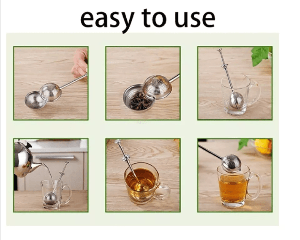 Long Handle Tea Ball Infuser Stainless Steel Reusable Strainer For Loose Leaf Tea Lovers 3