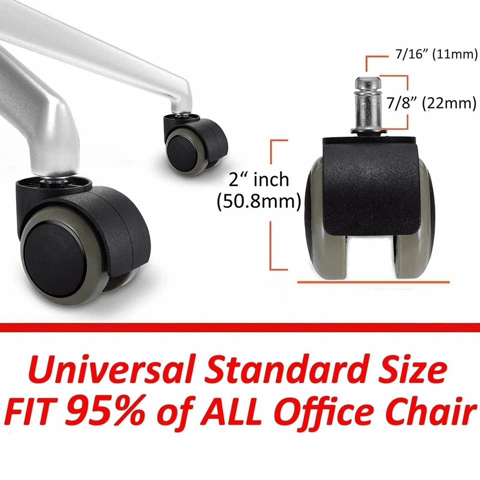 Universal Fit Office Chair Caster Wheels Set Replacement Swivel Office Chair Wheels Heavy Duty Roll 1