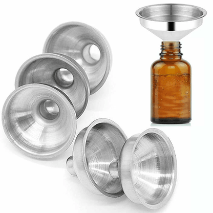 Mini Stainless Steel Funnels for Perfume Bottles, Oil, Flask & Diffuser Filling, Compact, Food Grade, Nestable Set