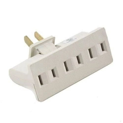 3 Outlet Grounded Power Adapter, 2 Prong Swivel Wall Tap, UL Listed, Space-Saving Beige Design