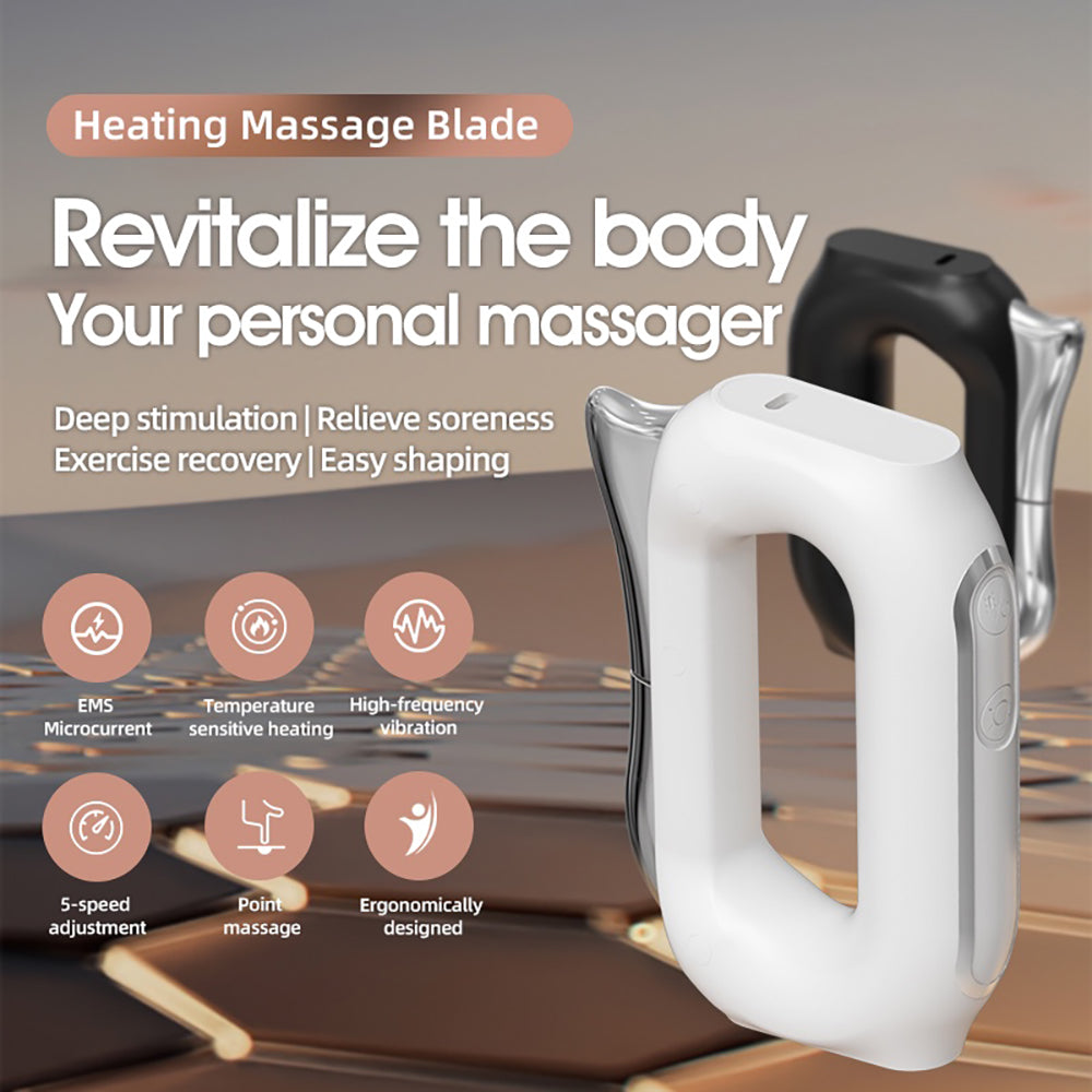 Portable Electric Heating Fascia Massager with Body Scraping Microcurrent & Vibration Muscle Relaxation