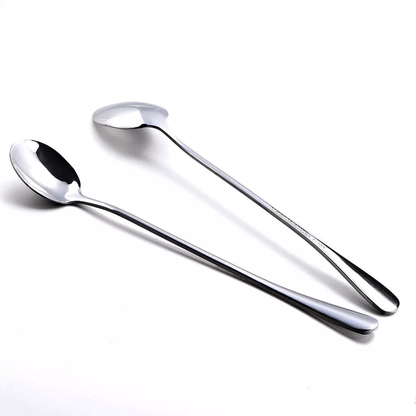 Stainless Steel Mixing Spoons Iced Tea  Ice Cream Long Handle Set Premium Corrosion Resistant Desse 2