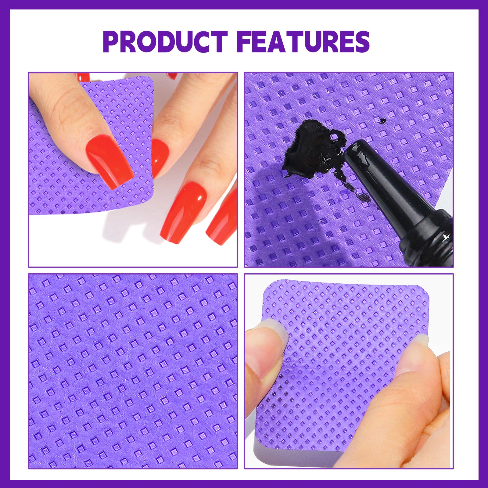 Lint-Free Nail Polish Remover Cotton Wipes, UV Gel Tips Cleaner Pad for Polish & Manicure Art