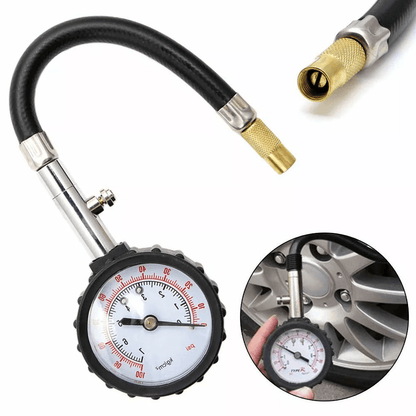 Premium Flexible Hose Truck Car Tire Pressure Gauge PSI Air Meter Tester, Heavy Duty Auto Tire Pressure Checker