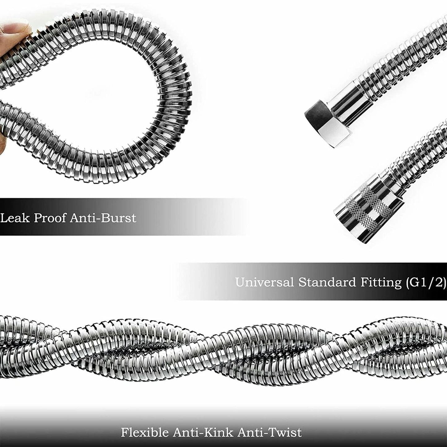 5 FT Premium Stainless Steel Shower Hose AntiKink Handheld Replacement 60 Long Durable Design 2