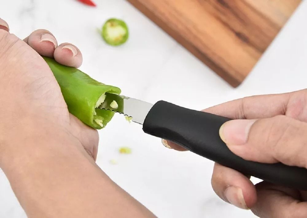 Jalapeno Corer Cutter Stainless Steel Pepper Slicer Tool for Tomatoes, Strawberries Fruit Prep Ergonomic Kitchen Gadget