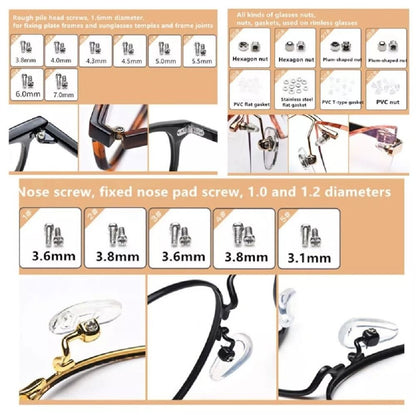 Eyeglass Repair Kit Optical Screwdriver Nose Pads  Screws Set For Glasses  Sunglasses 2