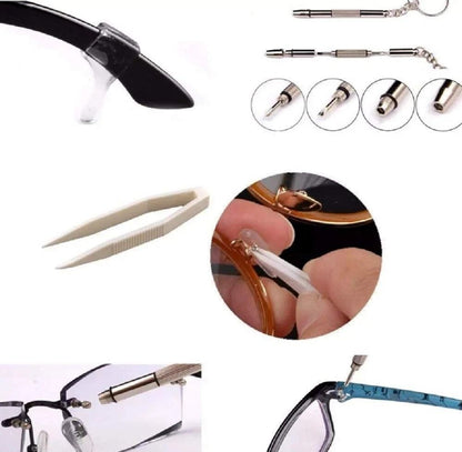 Eyeglass Repair Kit Optical Screwdriver Nose Pads  Screws Set For Glasses  Sunglasses 1