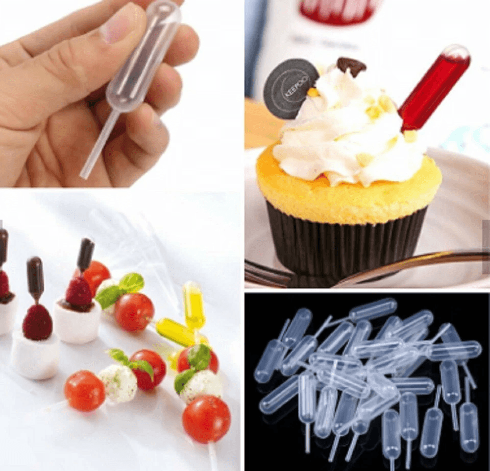 Plastic Squeeze Pipette Droppers, Disposable Transfer Tools for Cupcakes, Ice Cream, Desserts, Baking, Candy Making