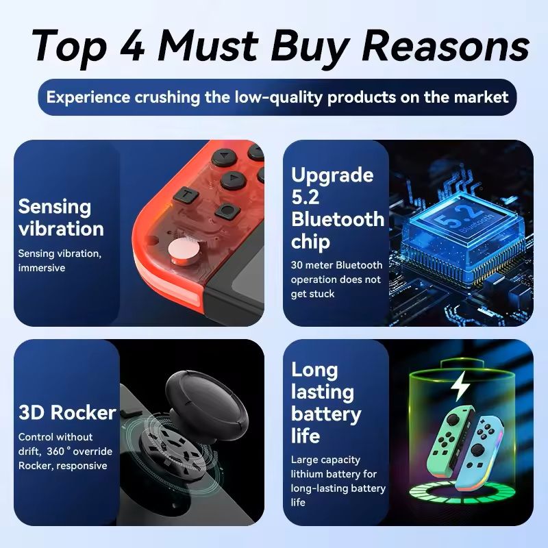 Wireless Joypad Controllers For Switch OLED Lite  Dual Vibration WakeUp Feature Sword Style 9