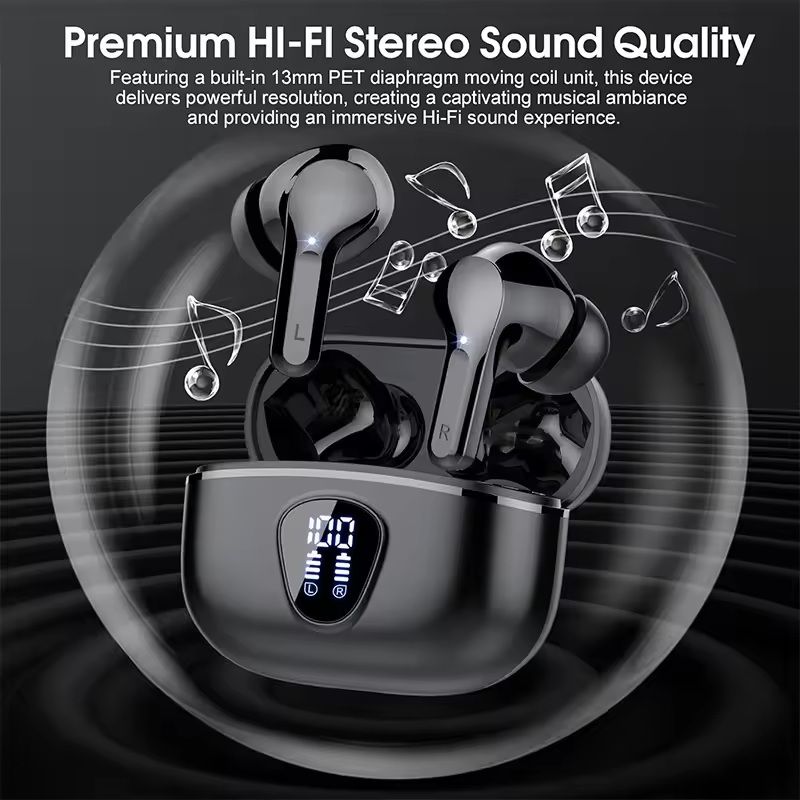 Wireless Earbuds With LED Display Noise Cancelling And Waterproof Design 3