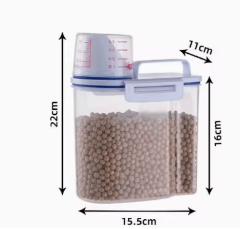 1pc Rice And Grains Food Storage Canister With Measuring Cup Kitchen Moisture Proof And Insect Proo 4