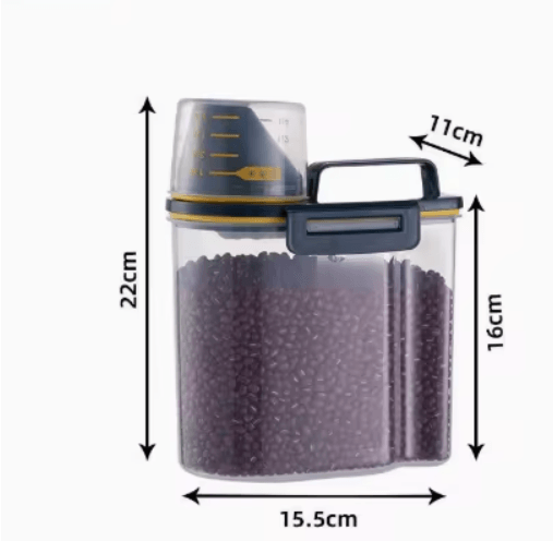 1pc Rice And Grains Food Storage Canister With Measuring Cup Kitchen Moisture Proof And Insect Proo 3